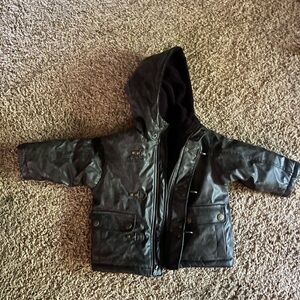 London Fog Black Raincoat Water-Resistant Hooded Design